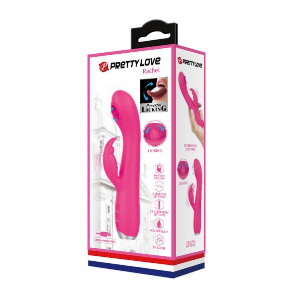 PRETTY LOVE - Powerful Licking Rabbit Vibrator Wand Masturbator (Chargeable - Pink)